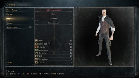 bloodborne character creation.